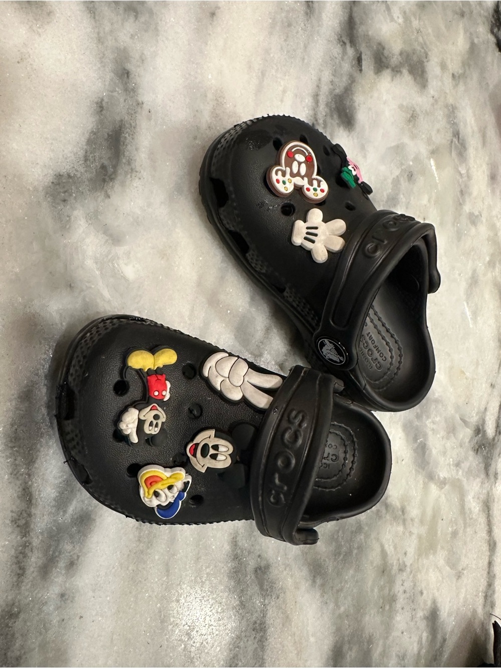 CROCS Kids Black Clogs with Disney Jibbitz Charms